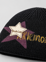 Bonnet tricoté Y2K vintage avec écusson étoile, unisexe, streetwear, côtelé, hiver, imprimé lettres graffiti, bonnet à revers