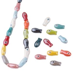 10 pièces/sac petit poisson perles dispersées en céramique bricolage à la main avec perles trou droit perles collier Bracelet accessoires - Product Image 2