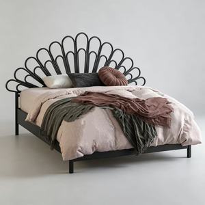 Black Metal <b>Bed</b> <b>Frame</b> Curved Headboard <b>Platform</b> <b>Bed</b> <b>Frame</b> Modern Bedroom Furniture - Product Image 4