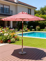 Parasol de terrasse robuste blanc avec manivelle et réglage d'inclinaison, idéal pour restaurant, café, marché, avec logo