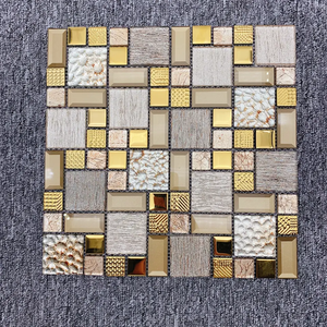 Mosaïque de carreaux de verre brillant laminé et galvanoplastie cristal mélange de carreaux de mosaïque en métal - Product Image 2