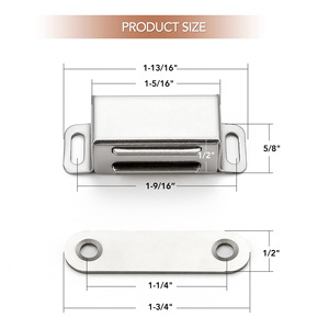 Loquet de porte magnétique en acier inoxydable de 1-13/16 po, quincaillerie dissimulée pour portes d'armoires de cuisine - Product Image 1