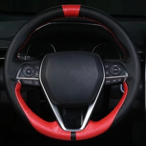 Cubierta de <span class=keywords><strong>volante</strong></span> de coche de fibra de carbono de gamuza de cuero genuino negro DIY para <span class=keywords><strong>Honda</strong></span> <span class=keywords><strong>Civic</strong></span> 10th Gen 2016 2017 2018 - Product Image 5