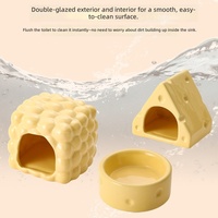Ensemble multifonctionnel en céramique en forme de fromage pour hamster : abri, gamelle et support pour bouteille d'eau - Vente en gros, MOQ 2