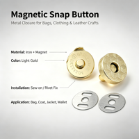 Kancing Magnet Berlapis Emas Bebas Timbal Terlaris, Model Bulat dengan Embos, Penutup Logam untuk Tas Wanita