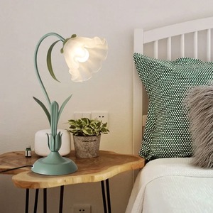 French Romantic Flower Desk Lamp Retro Atmosphere Sense Bedside <b>Table</b> <b>Lights</b> Cream Style Pastoral Country for Home Bedroom - Product Image 3