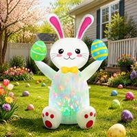 Décorations gonflables de Pâques, lapin coloré en forme d'œuf avec LED, lapin gonflable tenant des œufs pour décorations extérieures