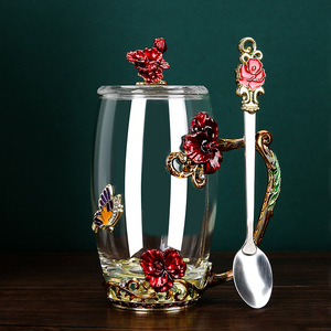 Juego de Tazas de Café y Leche de Vidrio Esmaltado Ecológico Estilo Europeo para Mujer, 300-400 ml, Regalo Empresarial - Product Image 4