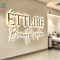 Enseigne de magasin personnalisée avec lettres rétroéclairées en or, enseigne en métal 3D avec lettres LED, enseigne en acier inoxydable personnalisée pour les entreprises, intérieur et extérieur