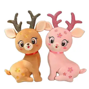 Vente en gros de jouets en peluche personnalisés 33/47/53cm, mignon, étoile de Noël, cerf Sika, animaux de la bande dessinée, renne, wapiti, oreiller, poupée en peluche