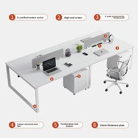 Bureau moderne pour employés, design créatif, plateau épaissi, structure en acier, pour quatre postes informatiques