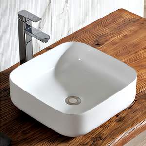 Directo de fábrica, encimera de piedra Artificial de cerámica blanca pura, fregadero de baño personalizable para uso en ingeniería hotelera, venta al por mayor - Product Image 1