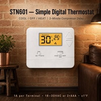 Thermostat non programmable de base à 8 bornes avec interrupteur ventilateur ELEC GAS et interrupteur système 3 positions pour climatiseur domestique