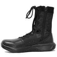 Bottes de combat imperméables antidérapantes en PU, légères, respirantes, à lacets et fermeture éclair à la cheville
