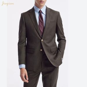 Elegante Traje de Hombre Marrón, Corte Entallado, de Un Solo Pecho |   Tela TR de Poliéster/Rayón de 2 Piezas |   Antiarrugas, Antiencogimiento, Fácil Cuidado - Product Image 1