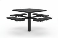 Table de pique-nique carrée noire OEM 72 pouces avec chaises, ensemble robuste pour jardin/terrasse, table de camping avec bancs, en métal expansé