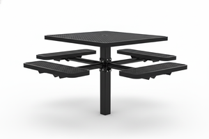 Table de pique-nique carrée noire OEM 72 pouces avec chaises, ensemble robuste <span class=keywords><strong>pour</strong></span> jardin/terrasse, table de camping avec bancs, en métal expansé - Product Image 5