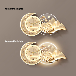 Đồng hồ đèn LED nghệ thuật cảnh quan sang trọng mạ vàng, thiết kế treo điện tử, chất liệu acrylic, trang trí nhà cửa, phòng ăn, nghệ thuật treo tường - Product Image 6