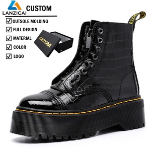 Botas de Plataforma a Media Pantorrilla de Moda, de Cuero Genuino de Vaca, Zapatos Robustos, Botines Estilo Universitario, Botas <span class=keywords><strong>Martin</strong></span> Personalizadas - Product Image 6