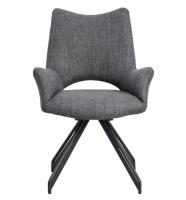 Fauteuils élégants pivotants rembourrés en tissu de lin chaises de salle à manger de luxe