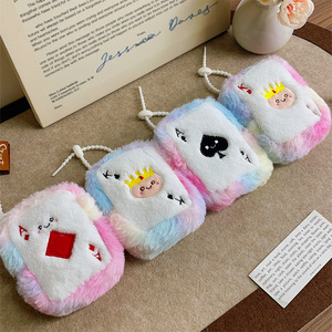 Monedero de Peluche con Diseño de Cartas de Póker, Estilo Original, para Guardar Artículos Pequeños, Bolsa para Lápiz Labial para Niñas, Venta al Por Mayor - Product Image 2