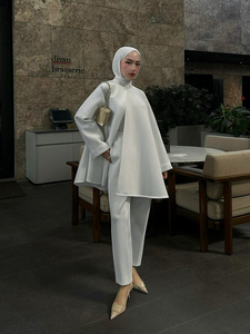 Two-Piece <b>Lace</b> <b>White</b> Abaya Set Breathable ODM Modest Fashion for Women Suitable Daily Commuting Dating Autumn/Winter Ramadan - Product Image 4