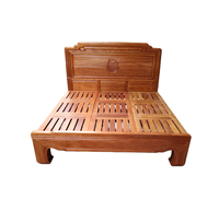 Cadre de lit double en chêne massif de style chinois moderne, durable, avec tête de lit sculptée pour la maison, l'hôtel, la villa, la chambre à coucher