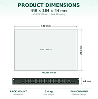 Commutateur PoE géré DQINFOS Industrial L2 Plus 24 ports Gigabit RJ45 4 ports SFP combo avec refroidissement par ventilateur, large plage de température, montage en rack pour réseaux de bureau