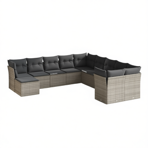Garden Sofa Set <b>Grey</b> Pe Rattan Steel <b>Frame</b> Outdoor Furniture 10 Seater Contemporary Design - Product Image 1