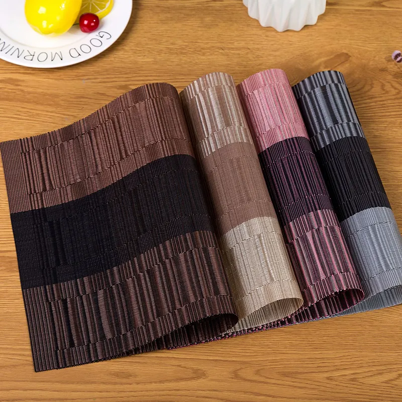 STARUNK Durable Rectangle PVC Placemats Washable Woven Vinyl Kitchen Place Mats for Dining Table Easy Clean