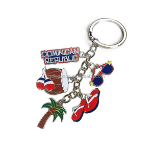 さまざまなデザインお土産キーホルダーRepublica Dominicana金属長方形キーホルダーカスタムエポキシフラッグキーリング - Product Image 1