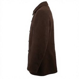 Manteau d'hiver pour homme en laine 100% marron, uniforme, fait main, brodé, à manches longues, à simple boutonnage - Product Image 4
