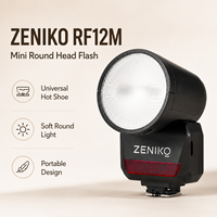 ZENIKO RF12M Flash de Cabeza Inalámbrico Mini para Cámara, Speedlight de 12W con Sincronización Hotshoe, Luz de Relleno Portátil Ultraligera de 90g para