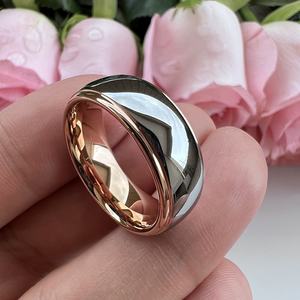 Coolstyle-Anillo de tungsteno de oro rosa para hombre <span class=keywords><strong>y</strong></span> mujer, sortija de compromiso de moda, 8mm, <span class=keywords><strong>dos</strong></span> tonos, venta al por mayor - Product Image 3