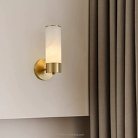 Lampe murale LED moderne en laiton avec abat-jour incurvé, style rétro, en albâtre naturel, télécommandée, pour hôtel de luxe, couloir et décoration intérieure