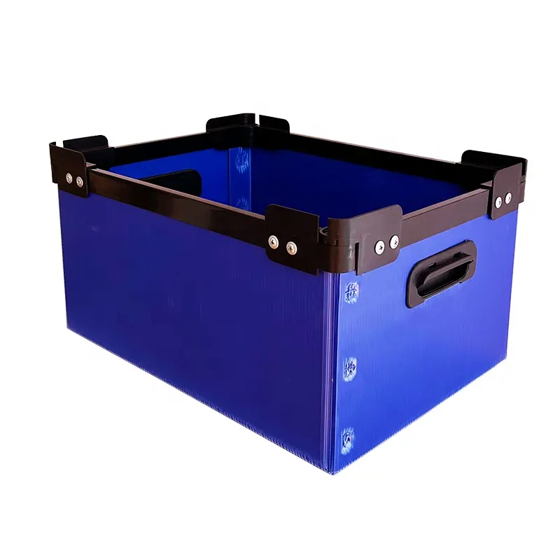 Fabrication de boîtes de rangement pliantes en plastique ondulé bleu Pp Corflute