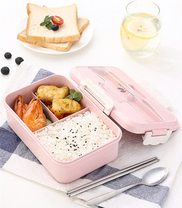 SANS BPA Alimentaire À <span class=keywords><strong>3</strong></span> <span class=keywords><strong>Compartiments</strong></span> Boîte À <span class=keywords><strong>Bento</strong></span> Étanche Écologique En Plastique de Paille De Blé De <span class=keywords><strong>Bento</strong></span> Boîte À Lunch Avec Cuillère Et Support de Téléphone - Product Image 4
