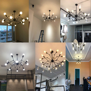 Lustre Industriel en Acier Inoxydable Doré, Culot E26, Hauteur Réglable, Luminaire Suspendu LED, Blanc Chaud 2700K, Garantie 5 Ans - Product Image 3