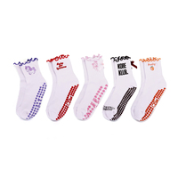 Chaussettes de Yoga Adhérentes Personnalisées pour Femmes avec Logo et Lettrage Brodé, Chaussettes de Pilates Antidérapantes