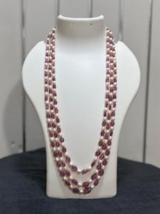 Natürliche Blau-Violette Rubin- und Perlen-Rondell-Perlen Mehrsträngige Halskette Steinschmuck aus Rajasthan für Schmuckherstellung - Product Image 1