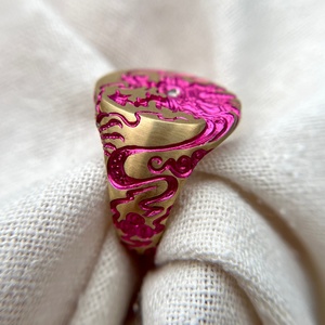 Anillo de Esmalte Único con Detalles Florales Azules, Joyería de Oro de Lujo, con Acentos de Diamantes para Mujer - Product Image 3