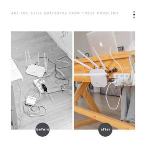 Support <span class=keywords><strong>mural</strong></span> adhésif en plastique sans trace, sans perçage, pour protection contre les surtensions, routeur, organisateur pour la maison et le <span class=keywords><strong>bureau</strong></span> - Product Image 6