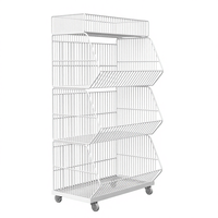 Cage de rangement autoportante en fil métallique de haute qualité, capacité 40L, installation facile, surface chromée/peinte en poudre