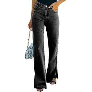 Jeans de mezclilla casuales <span class=keywords><strong>para</strong></span> <span class=keywords><strong>mujer</strong></span>, nuevos, baratos, lavados, con dobladillo dividido, elegantes, a la moda, pantalones largos de mezclilla <span class=keywords><strong>para</strong></span> <span class=keywords><strong>mujer</strong></span> - Product Image 5