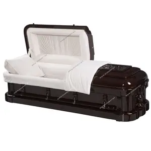9801葬儀用品卸売最高の豪華なアメリカの棺彫刻装飾木製大人棺マホガニー材製