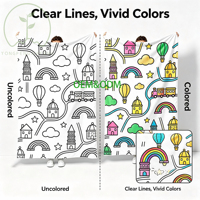 Couverture à colorier DIY motif dessin animé – Activité artistique en tissu lavable, écologique et portable pour les voyages, les fêtes d'anniversaire et les enfants