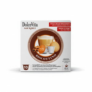 Dolce Vita Biscottino Confezione da 10 Capsule Compatibili Nespresso 0,12g/Capsula Cialde di Caffè Premium e K-Cups - Product Image 2