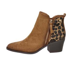 Women's Heeled Ankle <b>Boots</b> Camel 6 Cm Heel Size 36 37 38 39 40 <b>Leopard</b> Back Panel - Product Image 1