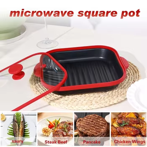 节省空间设计烧烤三明治烤盘带玻璃盖的微波炉烤盘 - Product Image 2