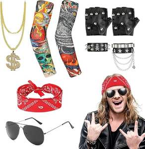 Déguisement pour enfants et adultes, costume de rock star pour enfants, accessoires de rock star pour enfants et hommes, ensemble de heavy metal - Product Image 1